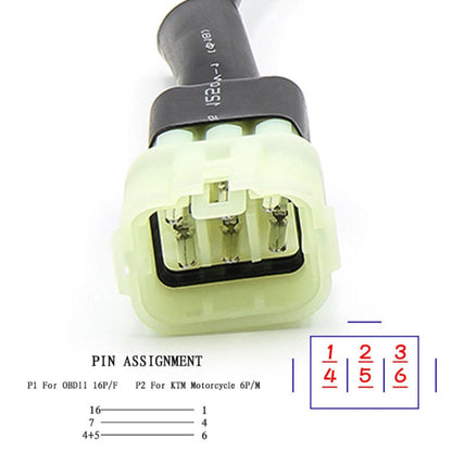 Motorcycle OBD 16PIN Female to 6PIN Connector Cable for KTM, 16PIN to 6PIN
