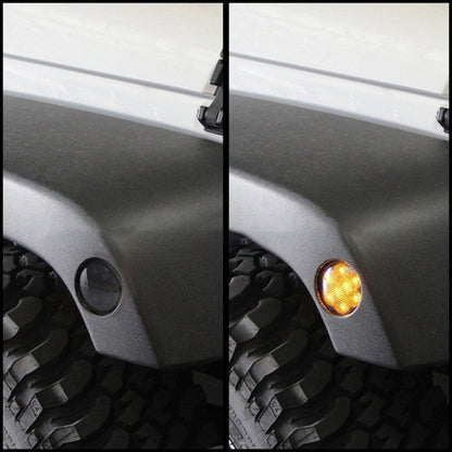 2 PCS 8W DC 12V Car SUV Refit LEDWheel Eyebrow Turn Signal for Jeep Wrangler JK 07-17, Specification: Butt Assembly Without Aperture, Specification: Butt Assembly Without Aperture