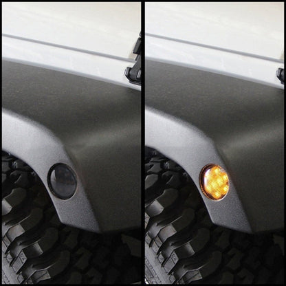 2 PCS 8W DC 12V Car SUV Refit LED Wheel Eyebrow Turn Signal for Jeep Wrangler JK 07-17, Specification: Butt Assembly with Aperture, Specification: Butt Assembly with Aperture