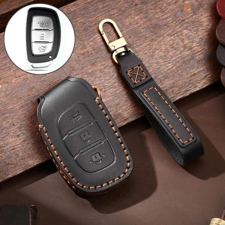 Hallmo Car Cowhide Leather Key Protective Cover Key Case for Hyundai IX35 B Style, For Hyundai IX35 B Style