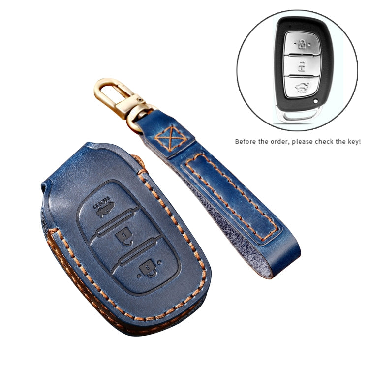 Hallmo Car Cowhide Leather Key Protective Cover Key Case for Hyundai IX35 B Style, For Hyundai IX35 B Style