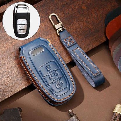Hallmo Car Cowhide Leather Key Protective Cover Key Case for Audi A6L / A8L / A4 / A7 / A5 B Style, For Audi A6L B Style