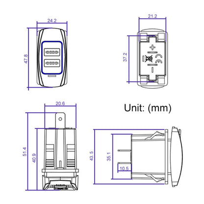 Car 4.8A Double-sided Mobile Phone Charger, 4.8A