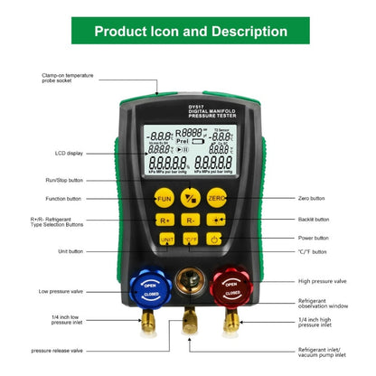 DUOYI DY517A Car Air Conditioning Diagnostic Instrument Temperature Monitor Fluoride Meter, DY517A