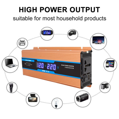 Carmaer 12V to 220V 2200W Car Multi-function Double Digital Display Inverter Household Power Converter, 12V to 220V 2200W