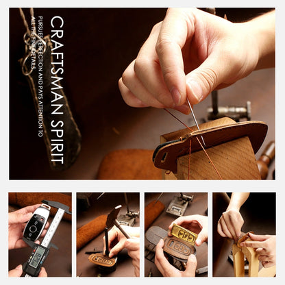 Hallmo Car Cowhide Leather Key Protective Cover Key Case for Hyundai 3-button, For Hyundai 3-button