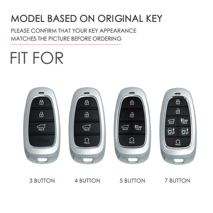 Hallmo Car Cowhide Leather Key Protective Cover Key Case for Hyundai 4-button Start, For Hyundai 4-button Start