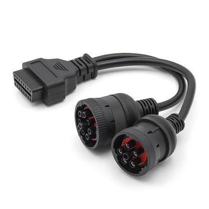 J1708 J1939 6Pin 9Pin to OBD2 16Pin Female Car Diagnostic Adapter Cable, 6Pin 9Pin to OBD2