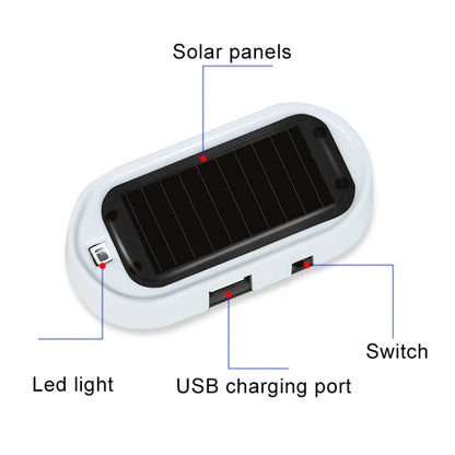 Car Solar Energy Anti-theft Device LED Warning Light, Red, Blue
