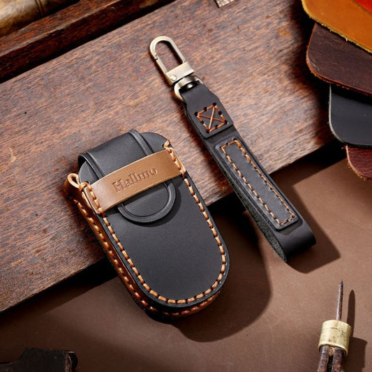 Hallmo Car Genuine Leather Key Protective Cover for Jeep Compass 4-button, For Jeep Compass 4-button (Black), For Jeep Compass 4-button (Blue), For Jeep Compass 4-button (Brown)