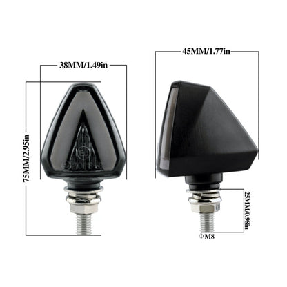 2 PCS KC018A Motorcycle Triangular V-shaped Two-color LED Brake Turn Signal Light, KC018A