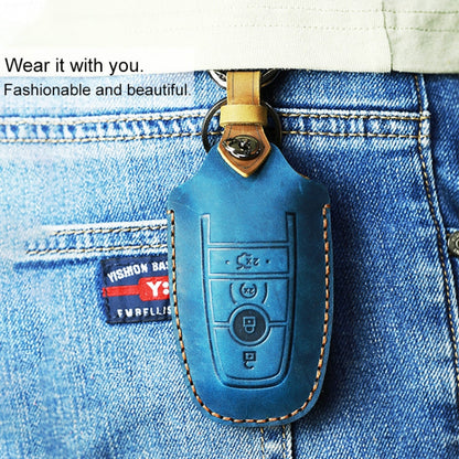 For Ford Car Cowhide Leather Key Protective Cover Key Case, Three Keys Version, For Ford, Three Keys Version