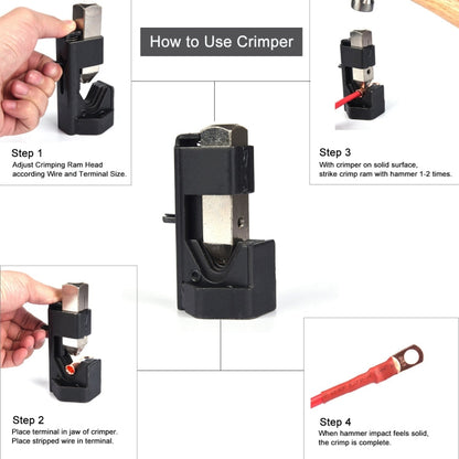 Car Battery Cable Hammer Crimper Hammer Lug Crimper Tool Pliers, Battery Cable Hammer