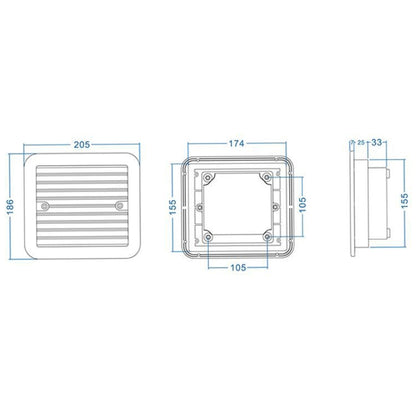 12V White Air Vent with Fan RV Trailer Caravan Mute Side Air Ventilation, A0672-01