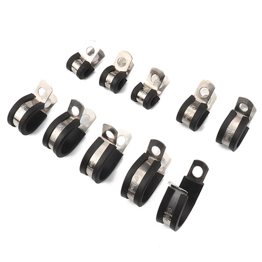 10 PCS Car Rubber Cushion Pipe Clamps Stainless Steel Clamps, Size: 13/8 inch (42mm), Size: 13/8 inch (42mm)
