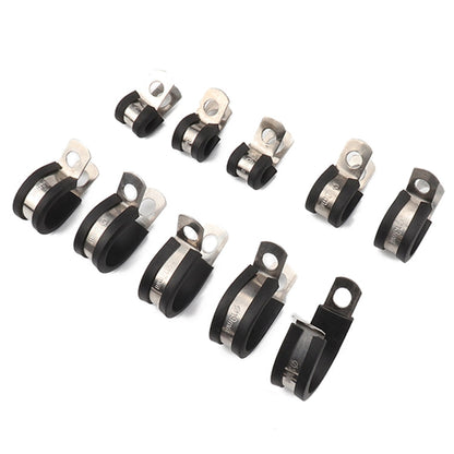 10 PCS Car Rubber Cushion Pipe Clamps Stainless Steel Clamps, Size: 7/4 inch (44mm), Size: 7/4 inch (44mm)