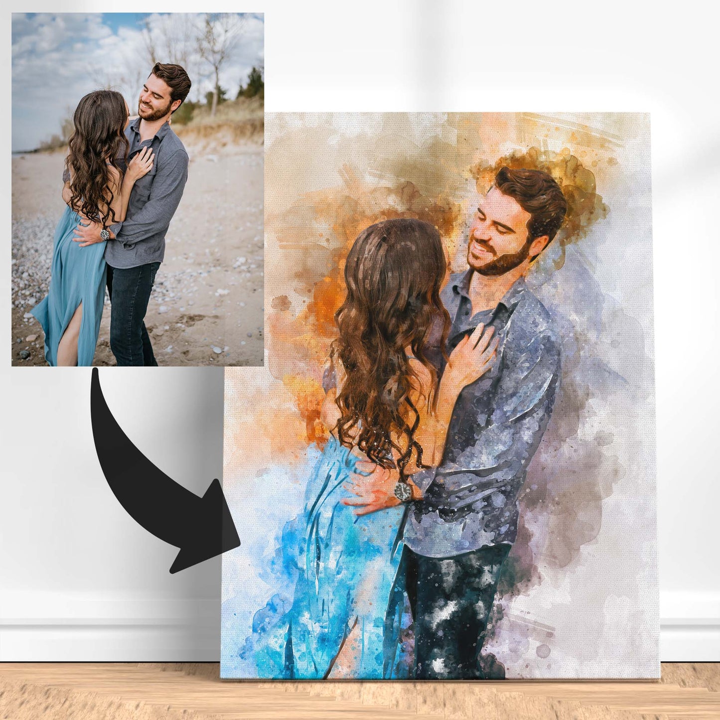 Personalised Watercolour Portrait - Canvas