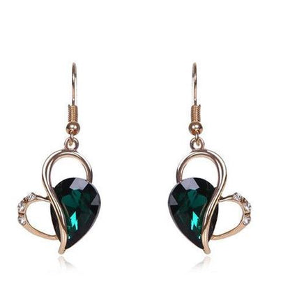 Elegant Heart Jewellery Necklace & Earrings, 2pc Set