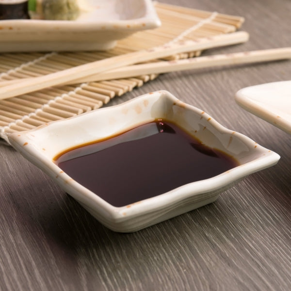Gold Orchid Melamine Wave Square Sauce Dish-12/Case