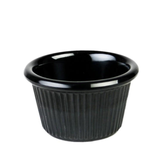 Fluted Melamine Black Ramekin 60ml - Pack Of 12