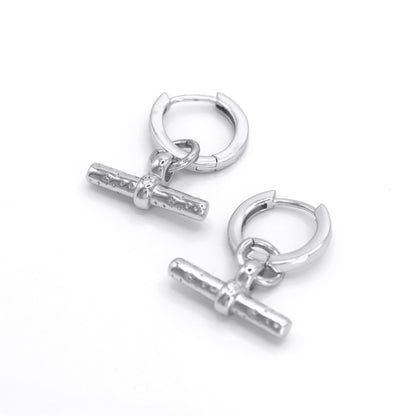 Cassia T-Bar Huggie Earrings | 925 Sterling Silver