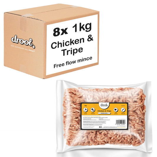 Drool Mince Freeflow Chicken & Tripe 1kg - 8 pack box