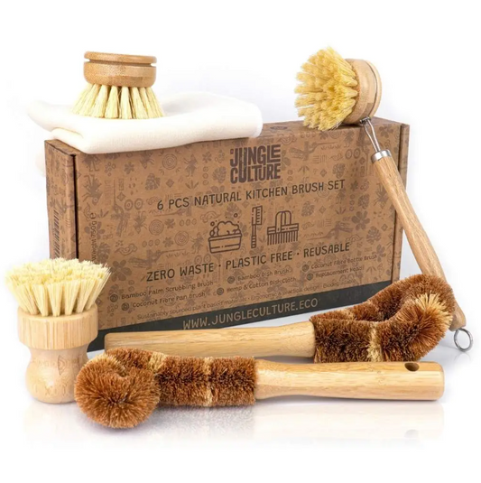 6-Piece Plastic-Free Dish Scrubbing Brush Set | Eco-Friendly & Vegan Scrubbers