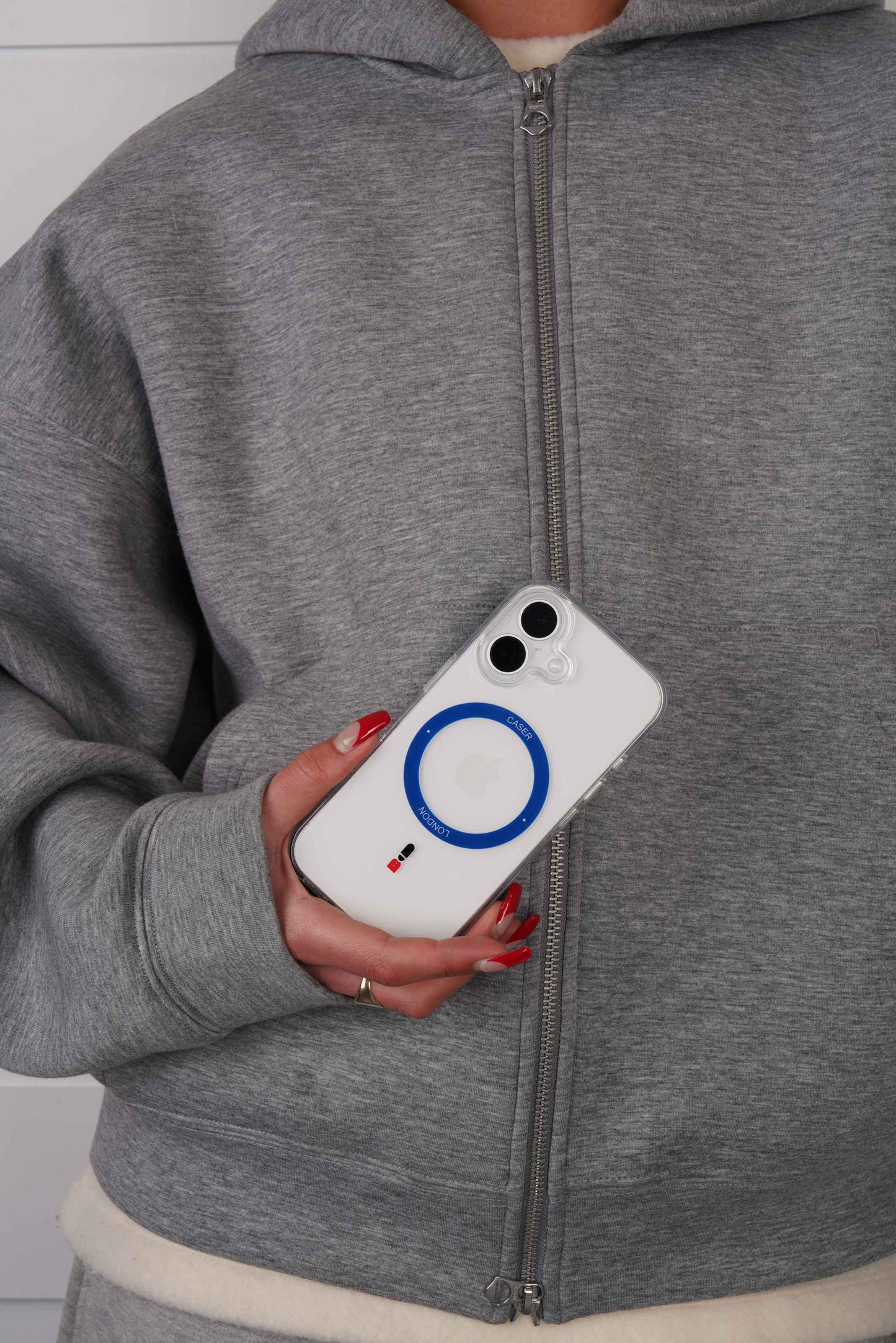 Slim Clear iPhone 16 Case with Royal Blue MagSafe Ring - King's Guard | The Iconic Case