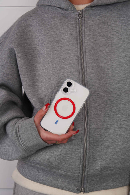 Slim Clear iPhone 16 Case with Red MagSafe Ring - Gherkin Icon | The Iconic Case
