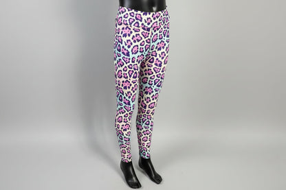 Vibrant colourful leopard print leggings, full length