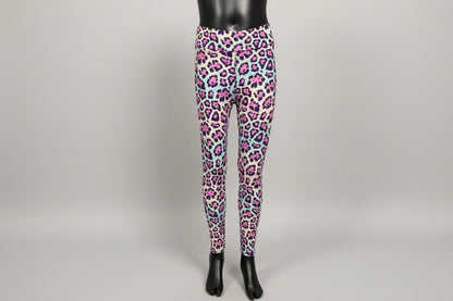 Vibrant colourful leopard print leggings, full length