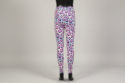 Vibrant colourful leopard print leggings, full length