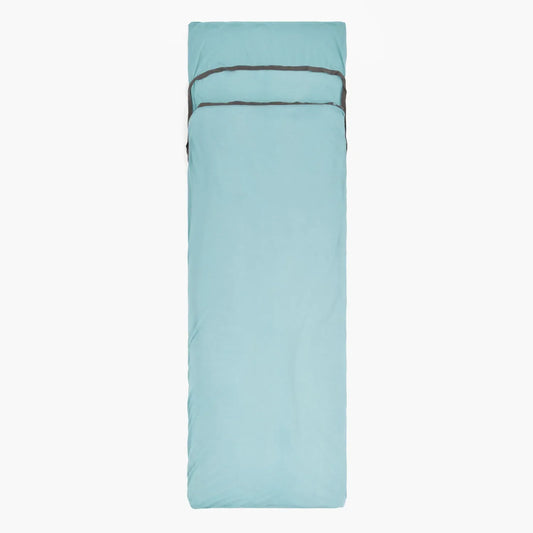 Comfort Blend Travel Sleeping Bag Liner - Rectangular w/ Pillow Sleeve Aqua Sea Blue