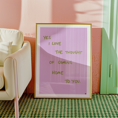 Coming Home To You | Lilac and Green Romantic Music Art Print