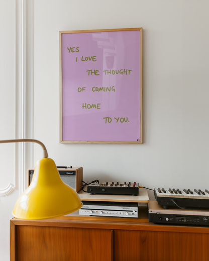 Coming Home To You | Lilac and Green Romantic Music Art Print