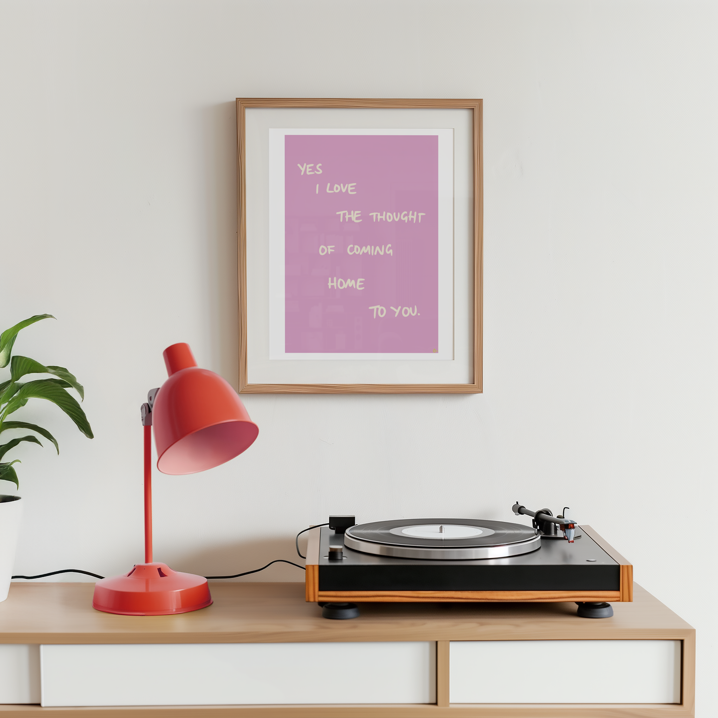 Coming Home To You | Pink and White Relatable Hand Drawn Bold Print