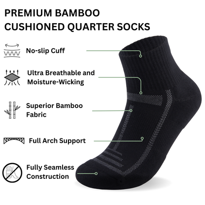 Bamboo Cushioned Quarter Socks