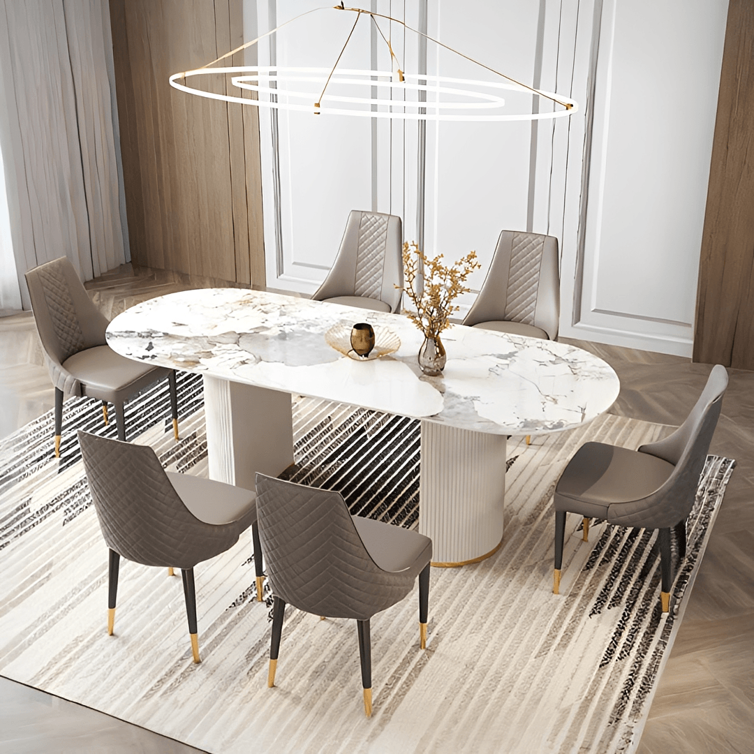 Costanza Oval Dining Table, Sintered Stone, White