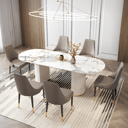 Costanza Oval Dining Table, Sintered Stone, White