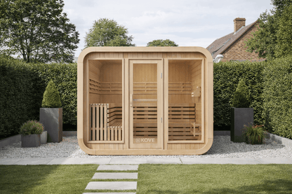 KOVE Cube Sauna 5–6 Person Outdoor Sauna – Premium Spruce Wood, 8kW Heater, Modern Cube Design