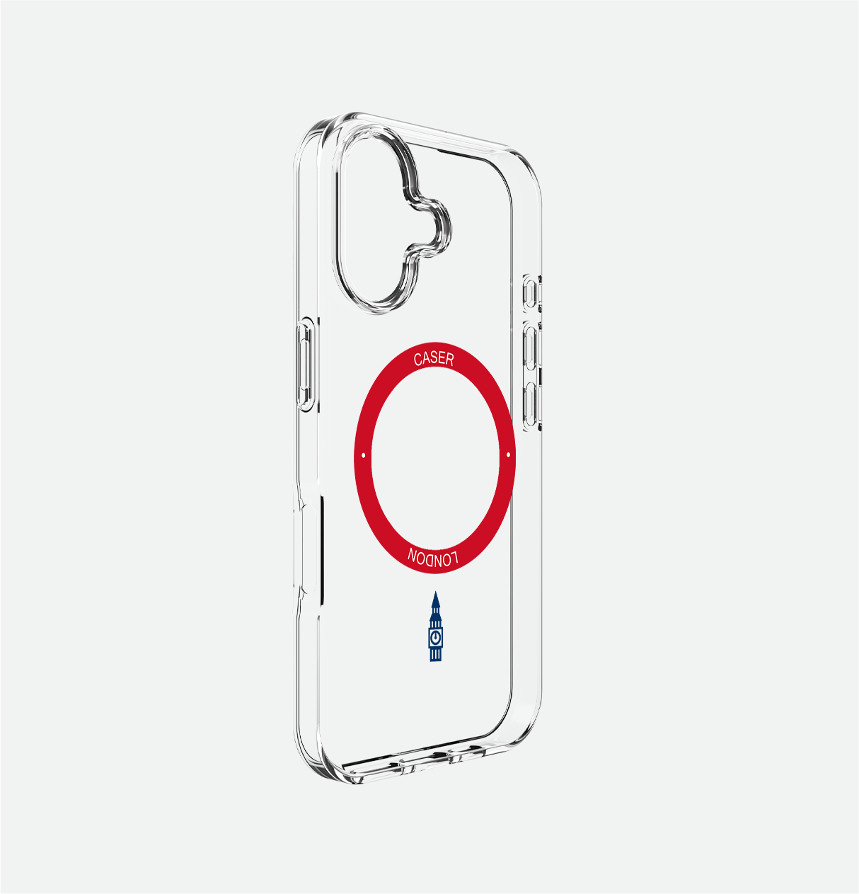 Slim Clear iPhone 16 Case with Red MagSafe Ring - Big Ben | The Iconic Case