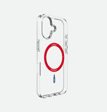 Slim Clear iPhone 16 Pro Max Case with Red MagSafe Ring - Big Ben | The Iconic Case