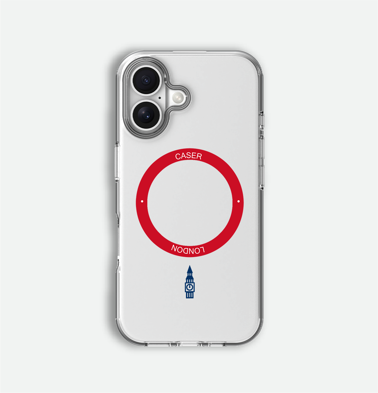 Slim Clear iPhone 16 Case with Red MagSafe Ring - Big Ben | The Iconic Case