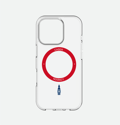 Slim Clear iPhone 16 Case with Red MagSafe Ring - Big Ben | The Iconic Case