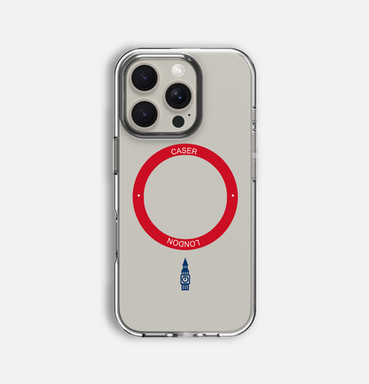 Slim Clear iPhone 16 Pro Max Case with Red MagSafe Ring - Big Ben | The Iconic Case