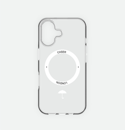 Slim Clear iPhone 16 Pro Max Case with White MagSafe Ring - Umbrella Icon | The Iconic Case