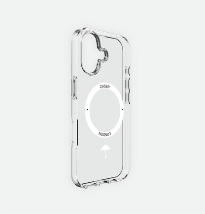 Slim Clear iPhone 16 Pro Case with White MagSafe Ring - Umbrella Icon | The Iconic Case