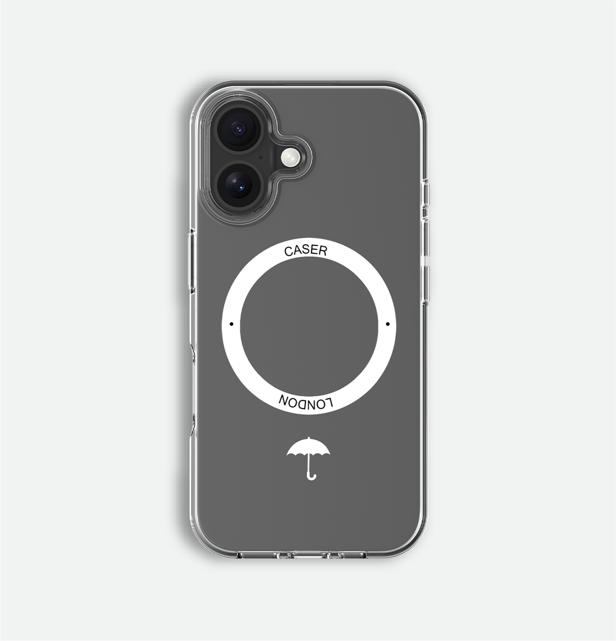 Slim Clear iPhone 16 Case with White MagSafe Ring - Umbrella Icon | The Iconic Case