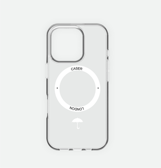 Slim Clear iPhone 16 Pro Case with White MagSafe Ring - Umbrella Icon | The Iconic Case
