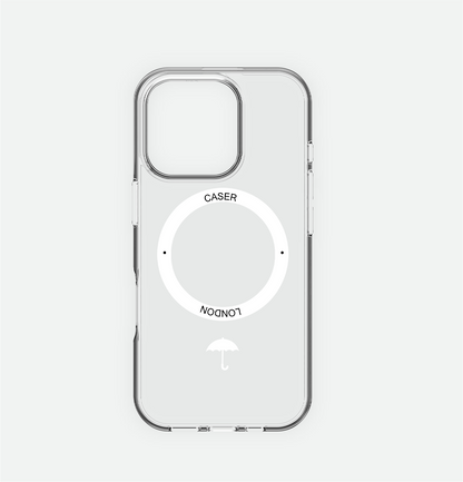 Slim Clear iPhone 16 Pro Max Case with White MagSafe Ring - Umbrella Icon | The Iconic Case